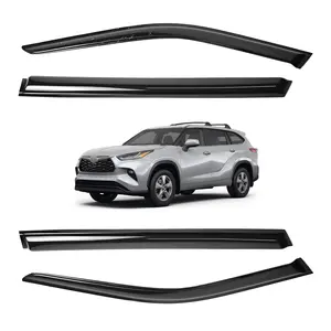 Tape-on -For 2020-2024 Toyota Highlander 4 Door  Window Visor- Smoke Tinted # Rain guard# Rainproof#Sun Shade#UV Protection# Easy-Install # Vent Shades# Car Windshield# Car Weather Shields# Wind Deflector