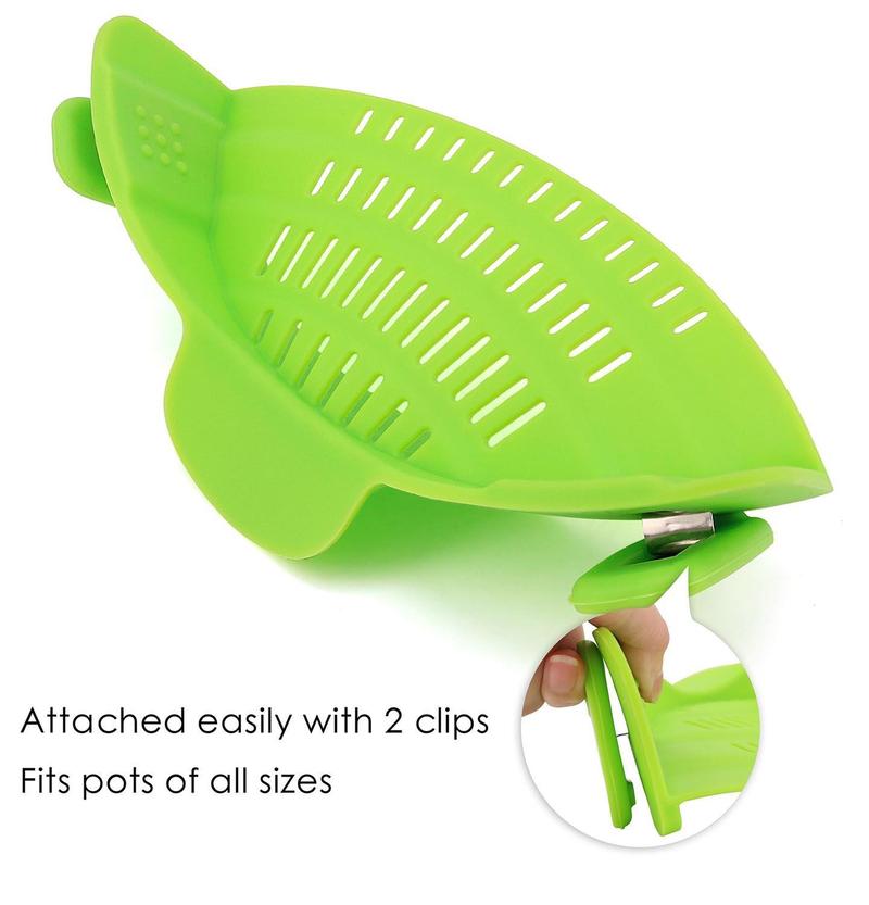 Heat-Resistant Silicone Clip-On Colander Quick Draining for Vegetables Pasta Noodles Kitchen Gadgets for Bowl Pots Pans Utensils Kitchenware
