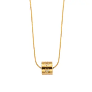 Barrel Pendant Necklace – Zircon (Gold)