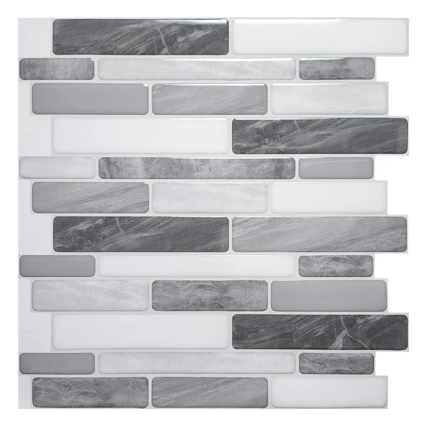 Art3d 10-Pack 12"x12" (12 in) Peel-and-Stick Grey Marble Tile Wall Stickers, Waterproof Self-Adhesive Tiles, Covers 40% More Space for Kitchen, Bathroom House Decor