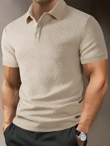 Men’s Solid-Color Textured Polo Shirt — Casual and fashionable for everyday wear