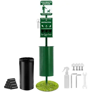 VEVOR Dog Waste Station with Hand Wash Bottle,  , Commercial Dog Poop Station, 11.5 Gallons Pet Waste Bin with 50 Can Liners, Bag Dispenser & 600 Waste Bags, Outdoor Dog Waste Disposal System for Backyard