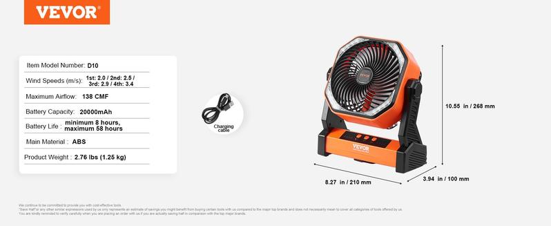 VEVOR Portable Fan Rechargeable 8 inch, TikTokShopBlackFriday, Battery Powered Fan with LED Lantern, 4 Speeds Adjustable Portable Small Table Fan Personal, USB Battery Operated Fans for Travel Bedroom Home Camping Office VEVOR Portable Fan Rechargeable 8 inch, TikTokShopBlackFriday, Battery Powered Fan with LED Lantern, 4 Speeds Adjustable Portable Small Table Fan Personal, USB Battery Operated Fans for Travel Bedroom Home Camping Office