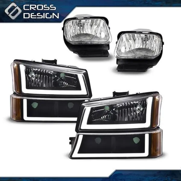 CROSSDESIGN LED DRL Headlights, Signal Bumper Lamp & Fog Light Kit for 03-07 Chevy Silverado Truck, Car Accessories