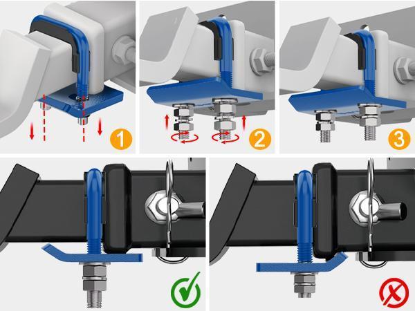 Nilight Trailer Hitch Tightener for 2 Inch Trailer Hitches Hitch Mount Anti Rattle Heavy Duty Steel with Rubber Cover Blue U Bolt Glossy Coating Plate Electrophoresis Anti-Rust Triple Protective