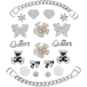 Bling Shoe Charms for Girls, Butterfly Chain Accessories, Cute Shoe Decorations for Women, DIY Shoe Accessories Footwear Gift