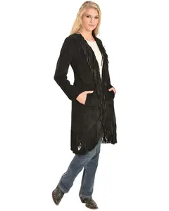 Scully Women's Boar Suede Fringed Maxi Coat - L19-81
