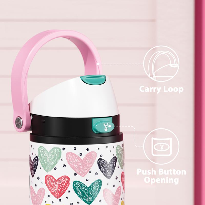 MEOKY 24oz Insulated Water Bottle, Hot Water Mug,2-in-1 Straw & Spout Lid, Leak-Proof, Non-Slip Base, BPA-Free,Travel, School, Office,Valentine’s Day Gift