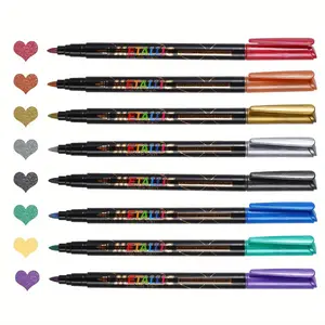 NOLUCK [Metallic Color | Quick-Drying] 12 Metallic Color Water-Based Markers with a 1Mm Fine Tip | Quick-Drying Vibrant Colors | Suitable for Art Sketches, Journaling, Scrapbooking, DIY Crafts, Holiday Gifts, And School Stationery Double-Tip Acrylic Paint