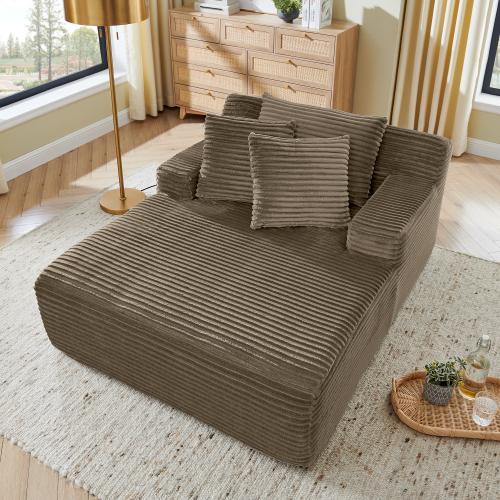【June Deals Gifts】 37‘’ Lazy Sofa Lounge Chair with 3 Pillows - No Assembly Required, Fluffy Velvet Fabric, Modern Design for Living Rooms and Bedrooms