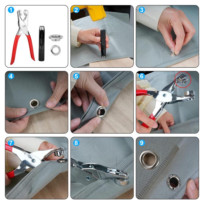 150Pcs Grommet Tool Kit w/ Eyelet Pliers - 1/2 inch Eyelets w/Leather Hole Punch,Eyelet Grommet Hand Press kit for Leather Belt Shoes Crafting repair