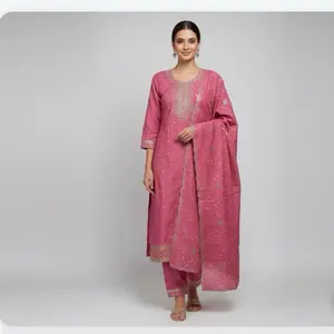 Plus Size Silk Kurta Party Wear Straight Kurta with Straight Pant and Dupatta Perfect for Any Occasions in Vibrant Pink Asian Womenswear Outfit