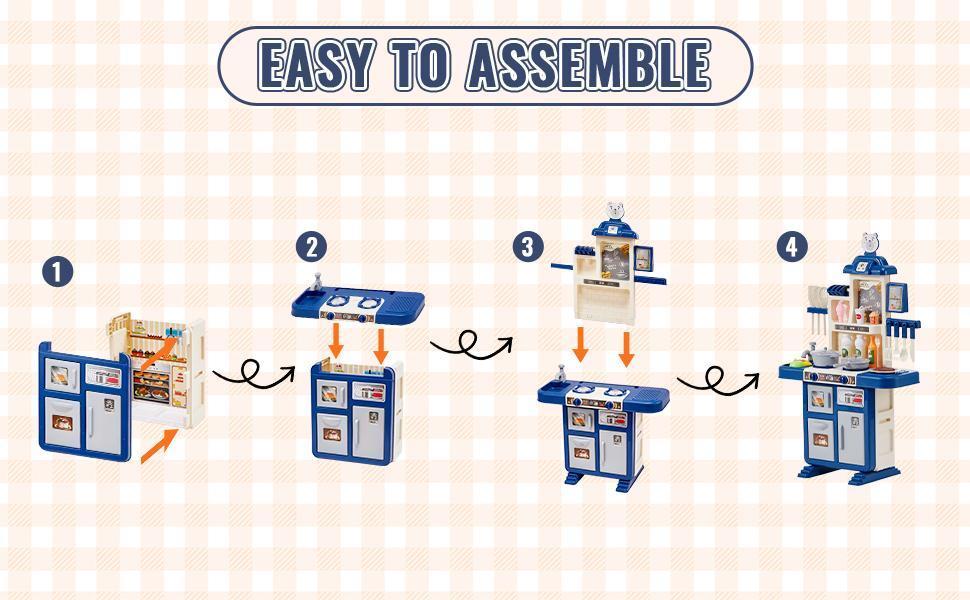 VEVOR Kids Kitchen Playset, Toddler Kitchen with Cooking Stove with Steam, Sounds and Lights