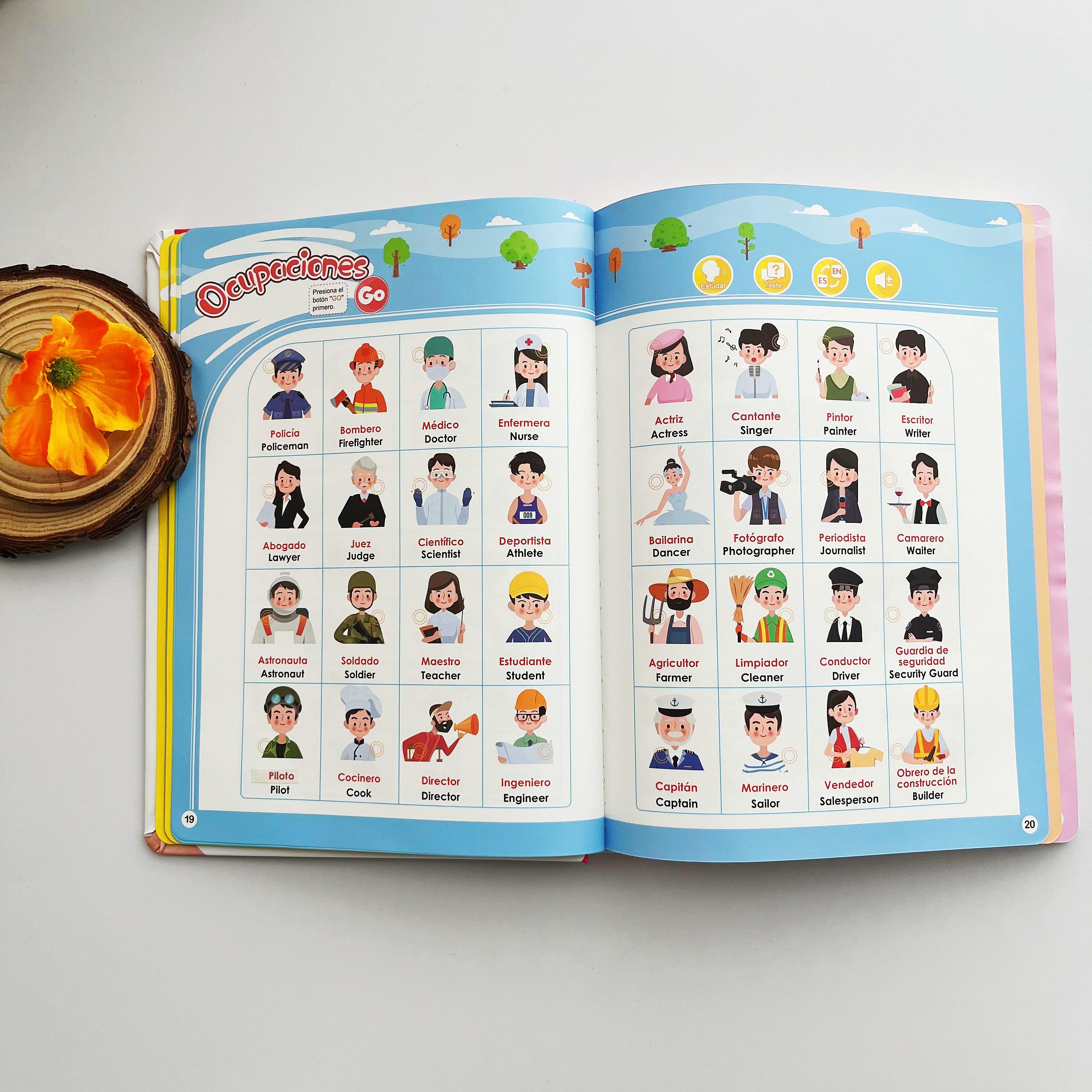 Spanish Interactive Educational Toy for Kids 1–6, Bilingual Sound Book for Early Language Learning, Interactive Educational Toy with 300+ Words & 13 Themes, Perfect Gift Idea for Toddlers