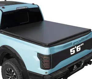 Truck Bed Tonneau Cover Compatible with Toyota Tundra 2014-2021 5.5 ft Short Box, Soft Folding(Tri Fold) Style