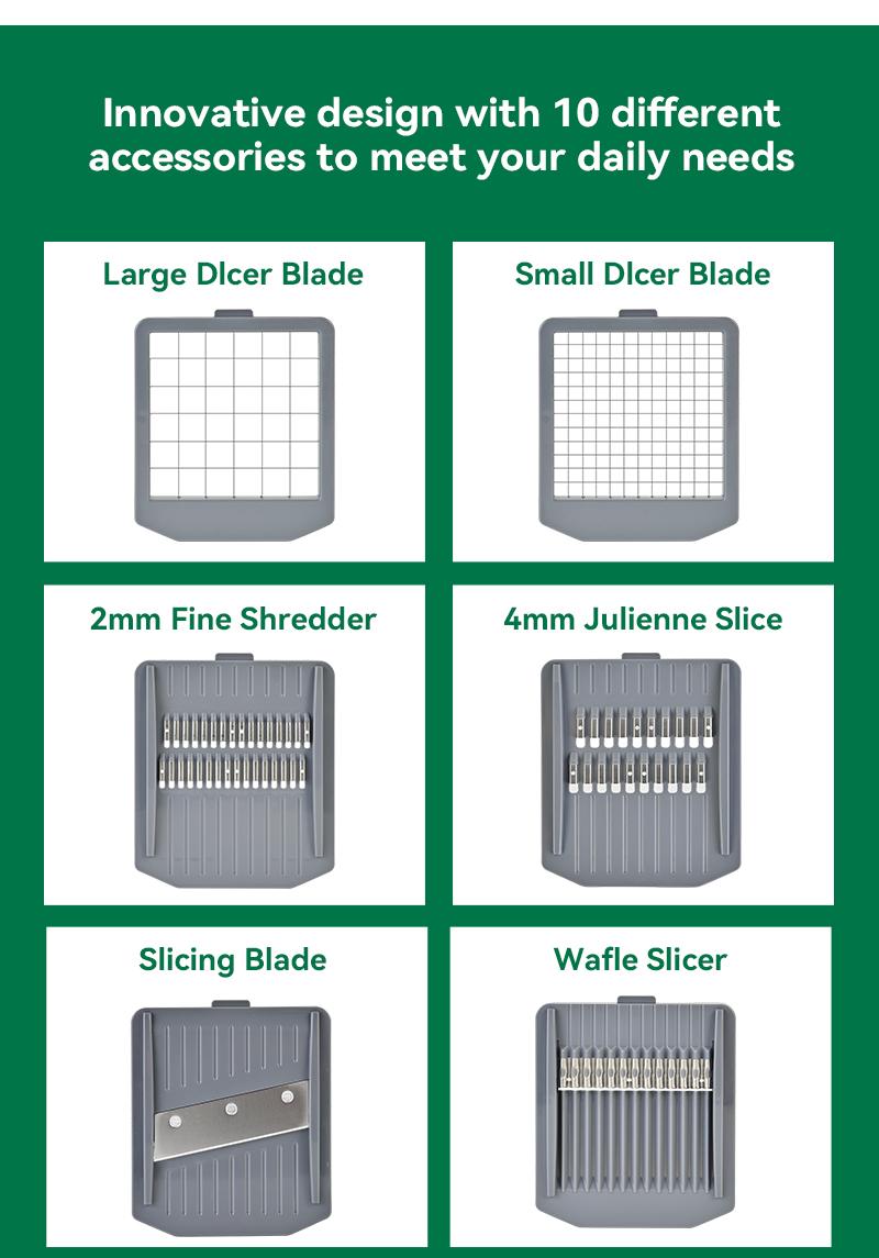 SUSTEAS Vegetable Chopper Mandoline Slicer,6 Blade Pro Food Chopper, Onion Potato Dicer, Veggie Cutter for Salad, Carrot, Cucumber Home Kitchen Gadgets Accessories Essentials(10 in 1, Grayish White)Essentials 10 in 1 White