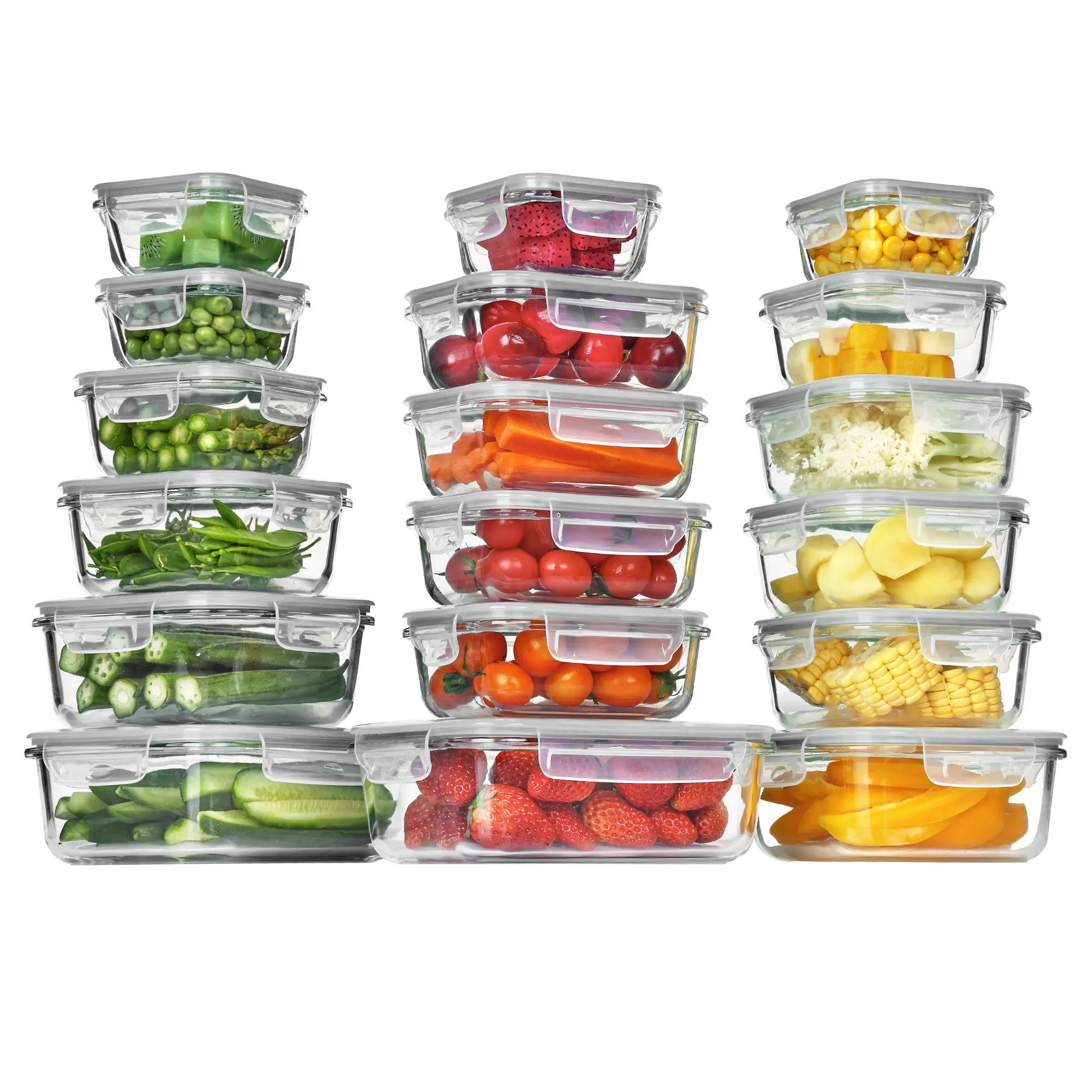 Vtopmart 18 Pack Glass Food Storage Containers with Airtight Lids, BPA Free, Reusable for Meal Prep, Lunch, Salads, Soups, Freshness Kitchen Rectangle Square Silicone,home essentials