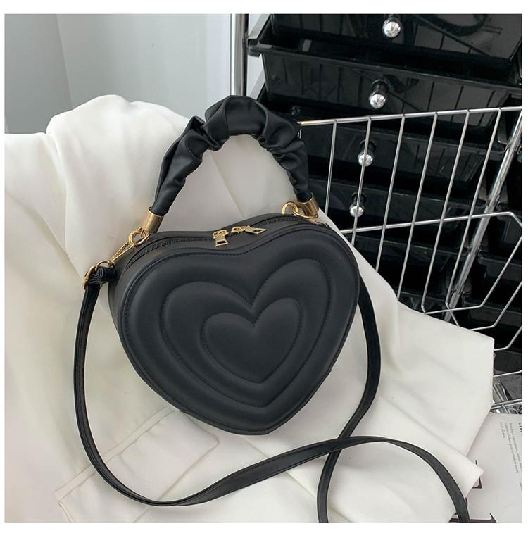Women’s Heart-Shaped PU Leather Shoulder & Crossbody Bag – Small Designer Handbag