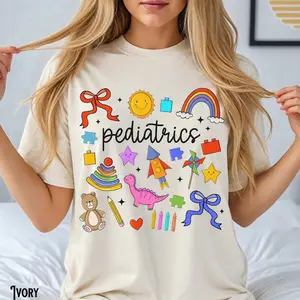 Pediatrics Shirt, PEDS Nurse Tee, Whimsical Toys T-shirt, Comfort Colors, Coquette RN, Pediatric Doctor, Doodle Art Tshirt, PICU Tee, Gift A