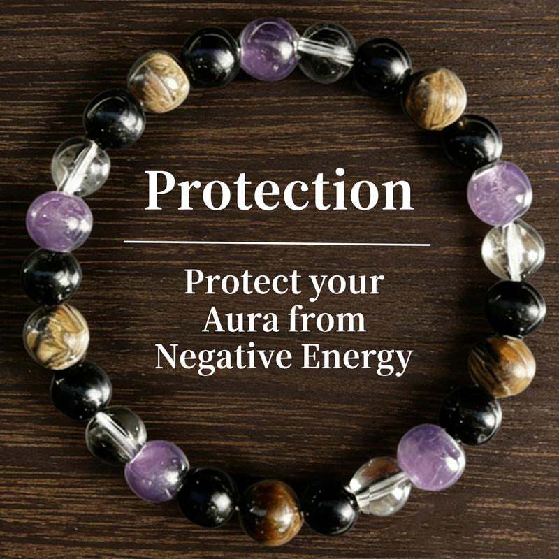 4Pcs Exquisite Boho Crystal Beaded Bracelets - Obsidian, Black Tourmaline & Tiger Eye for Money Attraction, Elegant Elastic Stacking Jewelry for Party Daily Wear, Good Luck Gift for Women Men Couples, Ideal Gift for Mom's Day, Father's Day