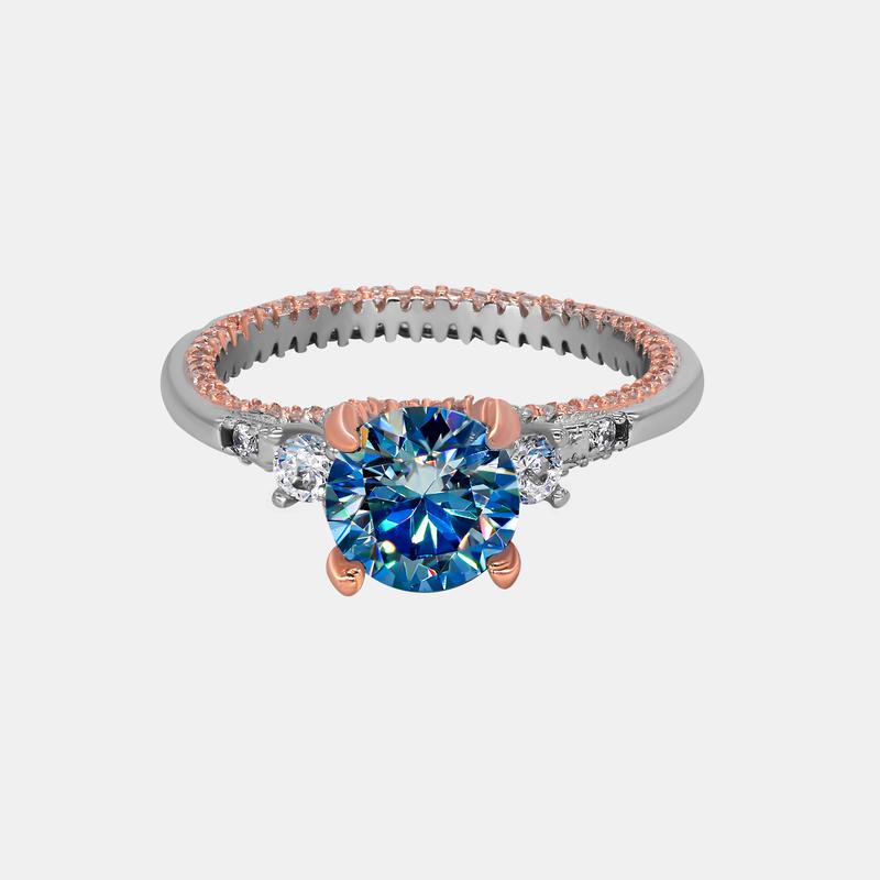 【276】Blue Synthetic Moissanite Ring Birthday Anniversary Daily Engagement - Vibrant, Elegant, Ideal for Various Occasions, Chic Design perfect gift