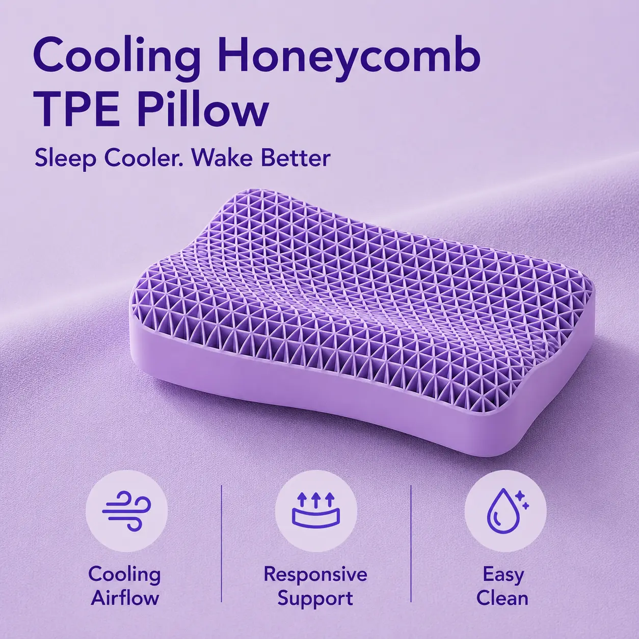 Cooling Honeycomb TPE Pillow, Ergonomic Neck Support Pillow, Breathable & Fully Washable, High-Elastic Cervical Pillow for Side & Back Sleepers