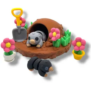 🐾 Mole Manor – 3D Printed Hideout with Adorable Moles & Flowers 🌼