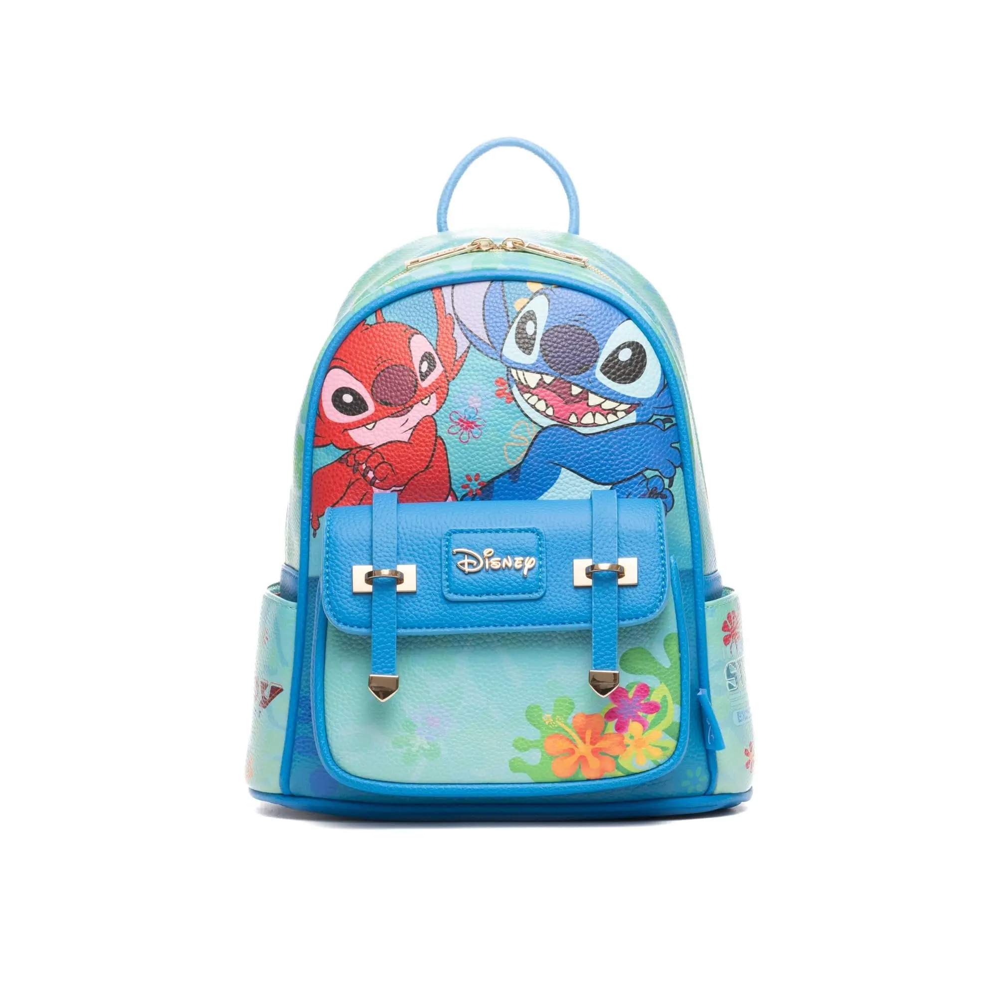 Wondapop Disney Lilo And Stitch Leroy and Stitch Lets Get Wild 11" Vegan Leather Mini Fashion Backpack, Adjustable Shoulder Strap, All-Over Print, Casual Daypack Bookbag Chic Accessory, Bookbags, Carry Backpack, Backpack Purses
