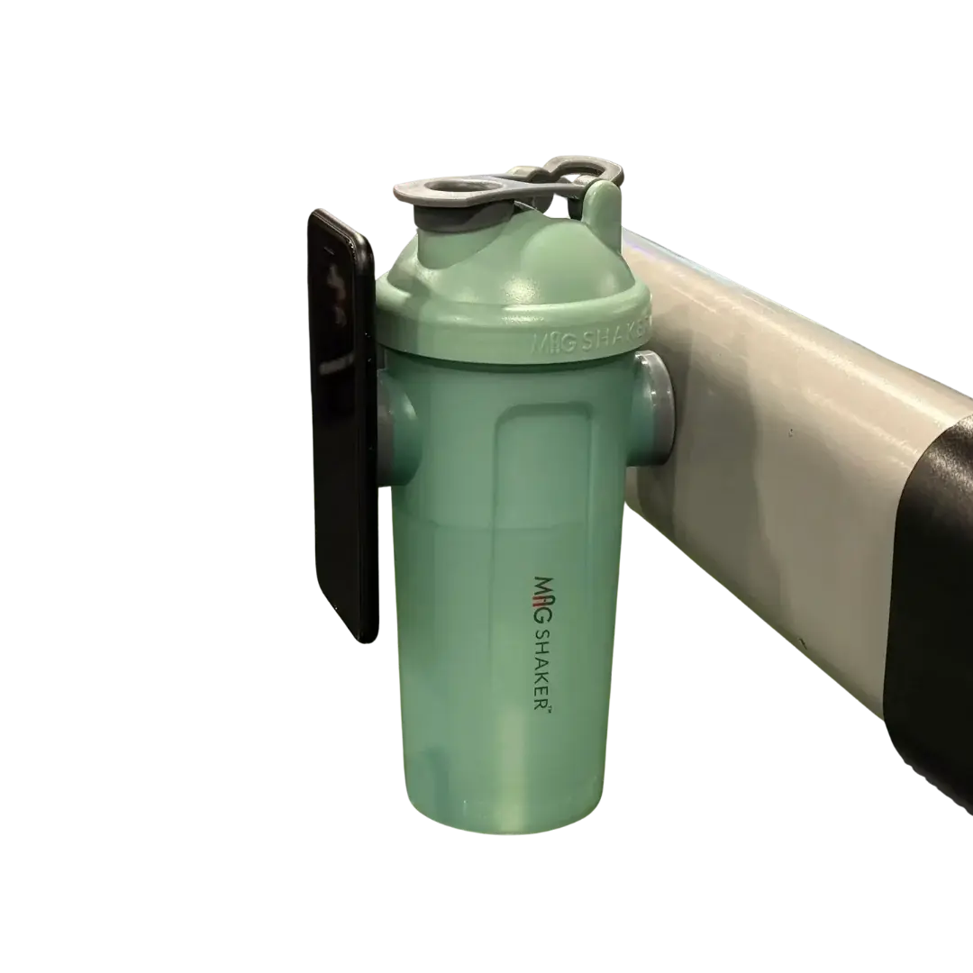Mag Shaker - Magnetic Water Bottle for Gym Workouts - Mounts Bottle & Phone Simultaneously - Upgraded Flip Lid Included - Ergonomic Design for Fitness Enthusiasts - Universal Phone Compatibility - Strong Magnets - 28oz Dishwasher Safe