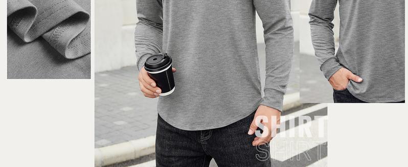 COOFANDY Mens Cotton T-Shirt Crew Neck Long Sleeve Tee Shirts Hipster Hip Hop Longline Casual Tops Gym Muscle Shirts