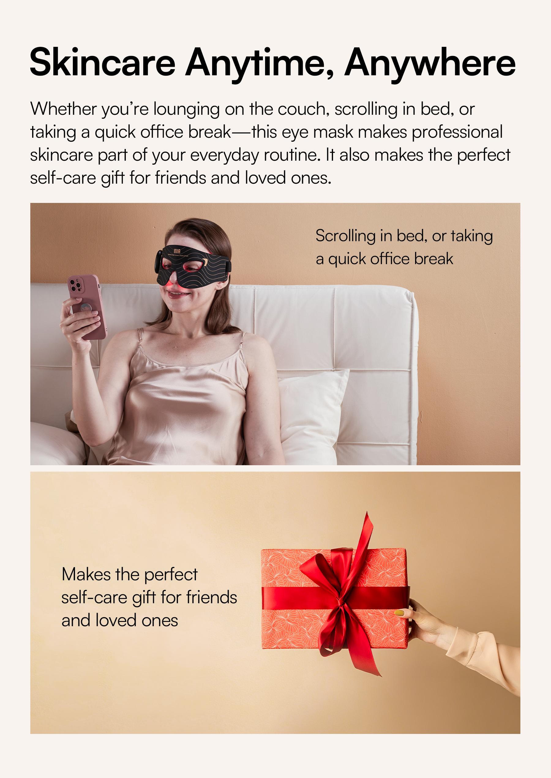 【LIVE EXCLUSIVE】INIA GLOW Red Light Therapy Eye Mask with 96 High-Density LEDs & Cryotherapy Cooling, LED Eye Mask Skincare for Wrinkles, Dark Circles & Puffiness, FDA-Cleared, Portable and Rechargeable, 2-Year Warranty