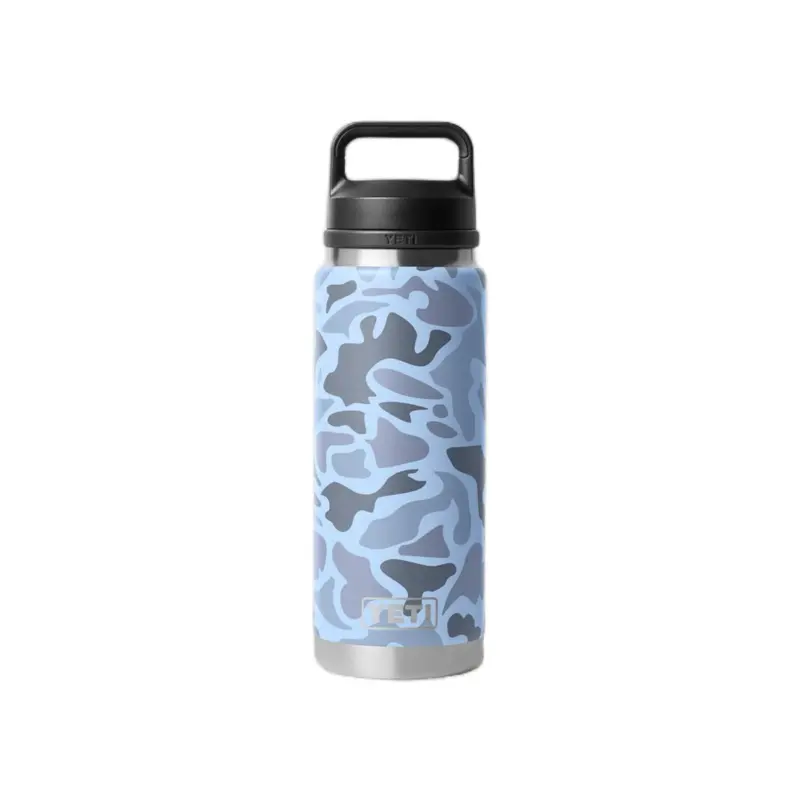 YETI 26 oz. Wide Mouth Rambler Insulated Durable Stainless Steel Water Bottle - Leakproof Blue Camo Chug Lid, Reusable Kitchenware Drinkware for Road Trips, Insulation, Water Bottles