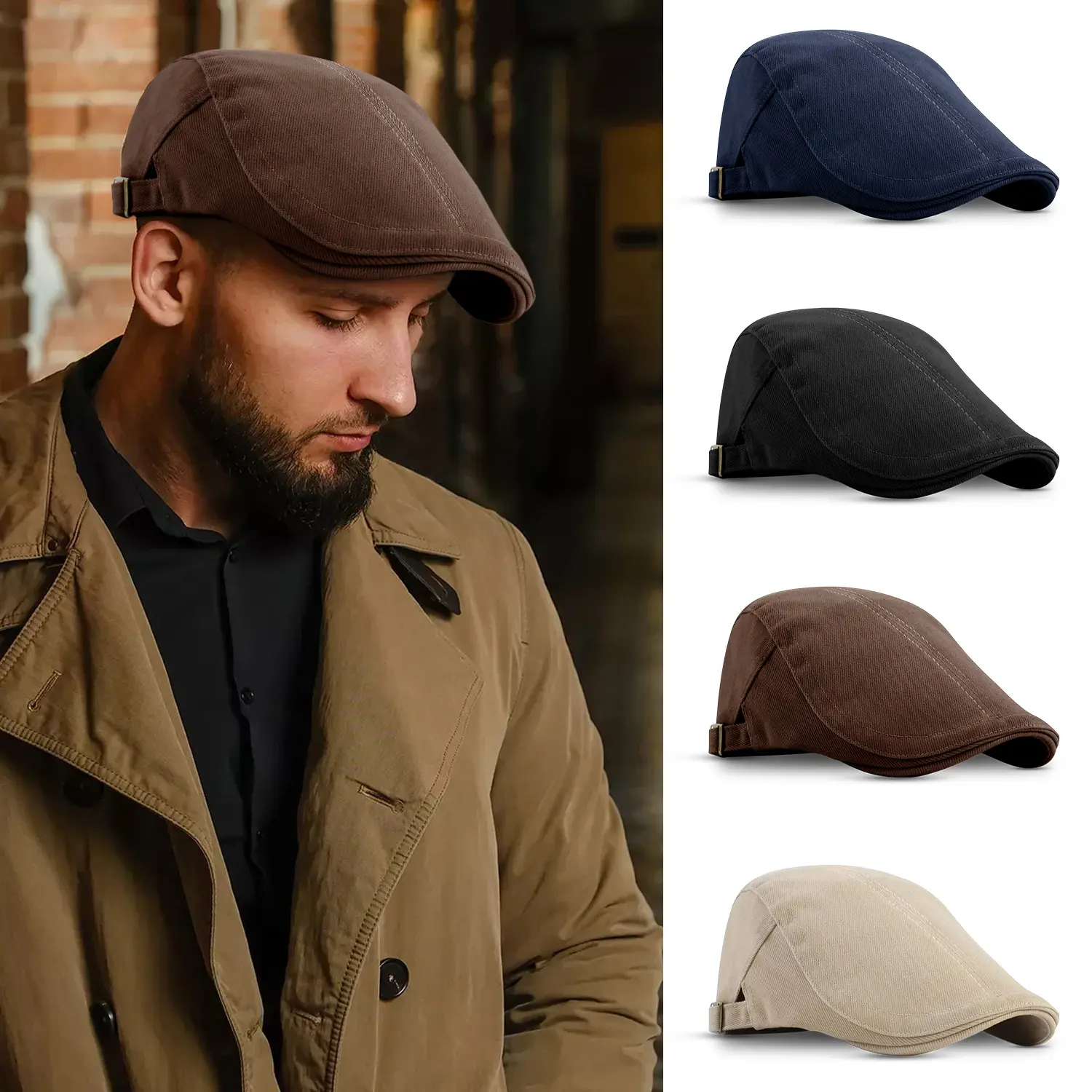 Anti-Wrinkle Durable Stylish Beret,Adjustable,Lightweight,Breathable,Soft Material,for Outdoor,Travel,All Seasons Daily Wear
