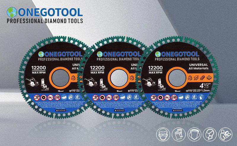 ONEGOTOOL 4-1/2 inch Indestructible Cutting Discs for Angle Grinder 7/8" Blades Cut Off Wheels Diamond Tool Metal rebar Porcelain Tile Granite Marble Smooth Cutter (3pcs)