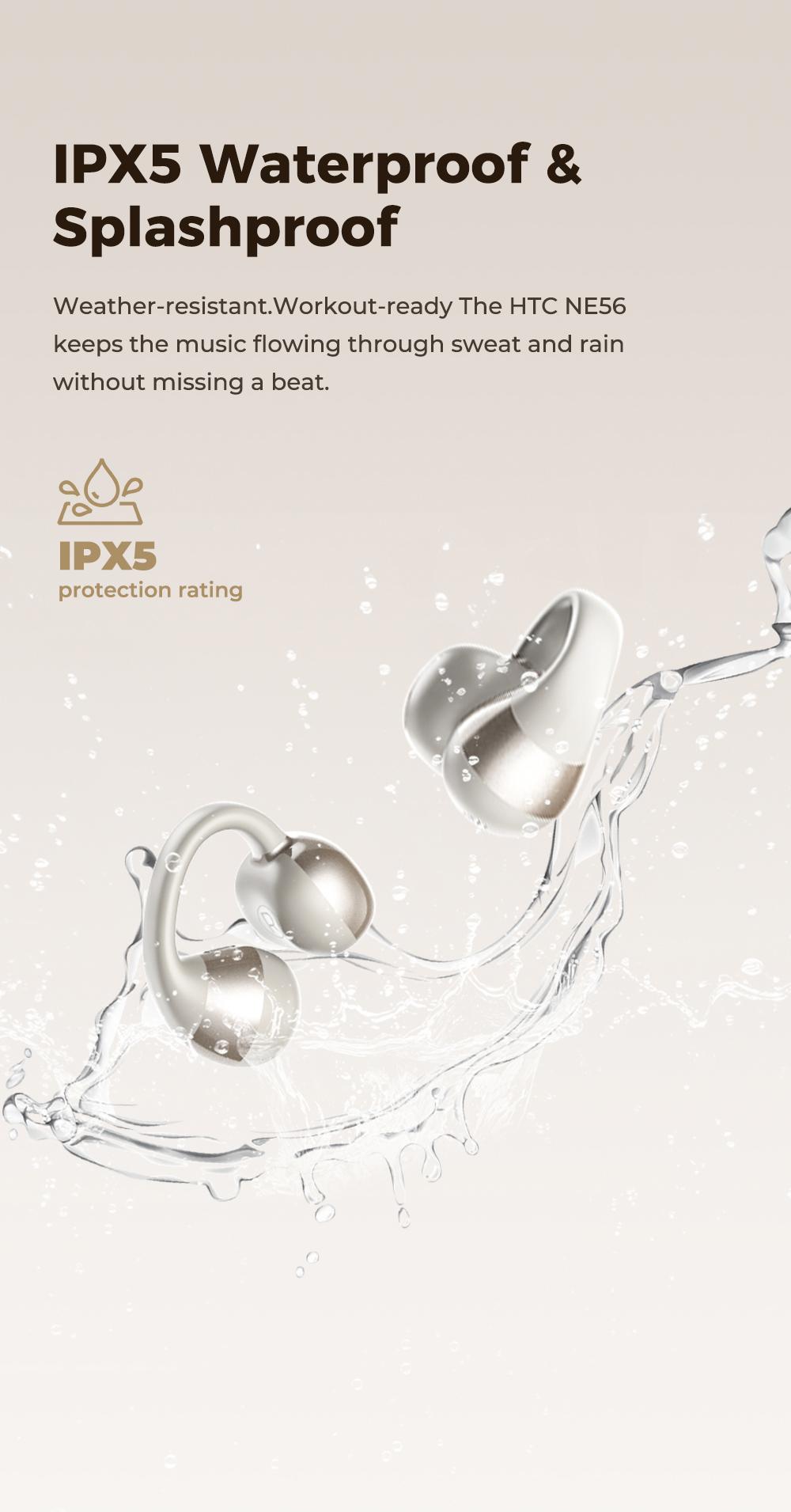 HTC NE56 OWS - New clip-on earphones. Bluetooth headset (6.0), IPX5 waterproof, with charging case and built-in microphone. Super comfortable to wear, excellent sound quality, and a three-month warranty! Suitable for a variety of occasions.