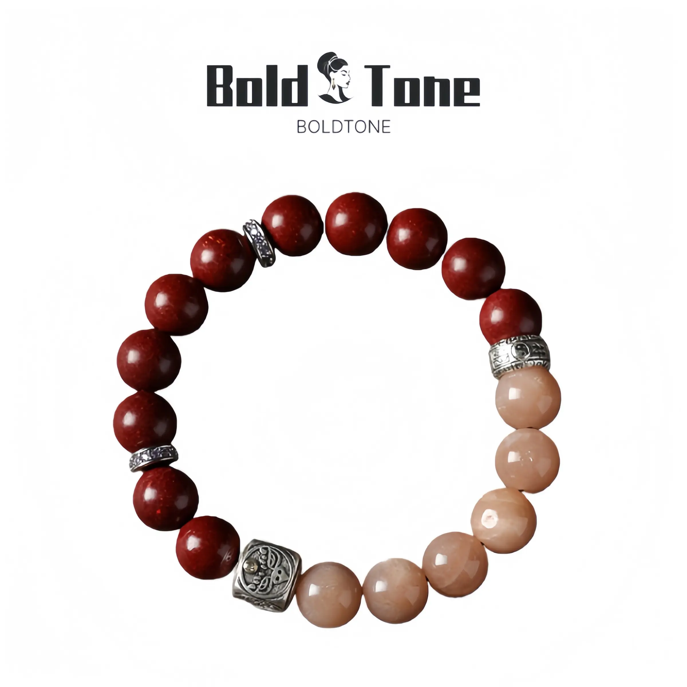 Sunstone Stamen Tibetan Silver-Inlaid Incense Bead (Calms the Mind & Enhances Focus) Bracelet