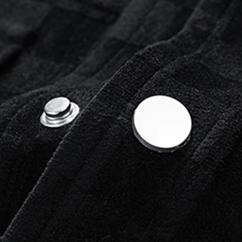 Men's Black Patterned Suede Wool Jacket with Front Flap Pockets and Button Closure, Suitable for Autumn Wear - Fashionable and Practical Top - Aesthetic - Fashion men outfits