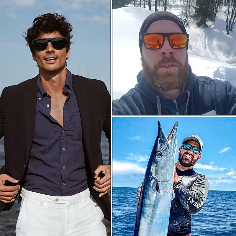 4-Pack Classic Square Sports Sunglasses - Polarized Lens, UV400 Protection, Lightweight PC Frame, Unisex for Driving, Fishing & Everyday Durability