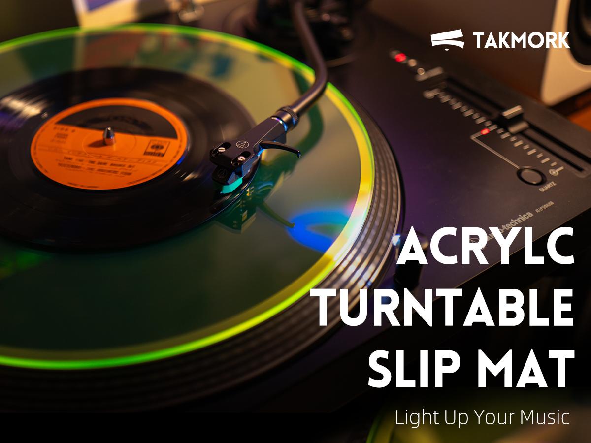 TAKMORK White Acrylic Turntable Mat Platter Mat for 12" Vinyl Record Player Audio