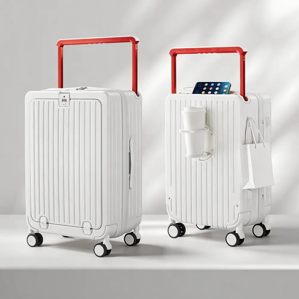 【MY】Aluminum Frame Carry-On Suitcase with Wide Wheels, TSA Lock, 20/24 Inch Size, Front-Opening Design, Portable for Travel, Durable Luggage for Back-to-School - MY6088