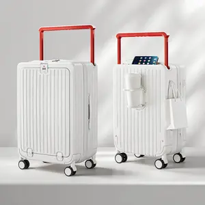 【MY】Carry-On | Wide-Wheelcase Aluminum Frame Suitcase with TSA Lock, 20/24 Inch durable Travel Luggage, Front-Opening Design, Multifunctional for Back-to-School Season - MY6088