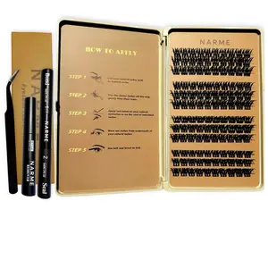 Narme Lashes Soft Glam Style with tools,Reusable DIY Lash Clusters for Personalized Natural Look NL04