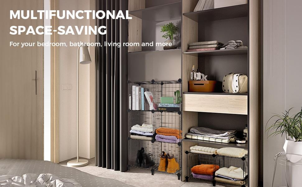 KITEXPERT 6-Cube Wire Storage Organizer，Multi-Use DIY Storage Cube Shelf for Books, Toys, Cat，Rabbit，Dog，Pet Supplies，Gift for Pet，Racks