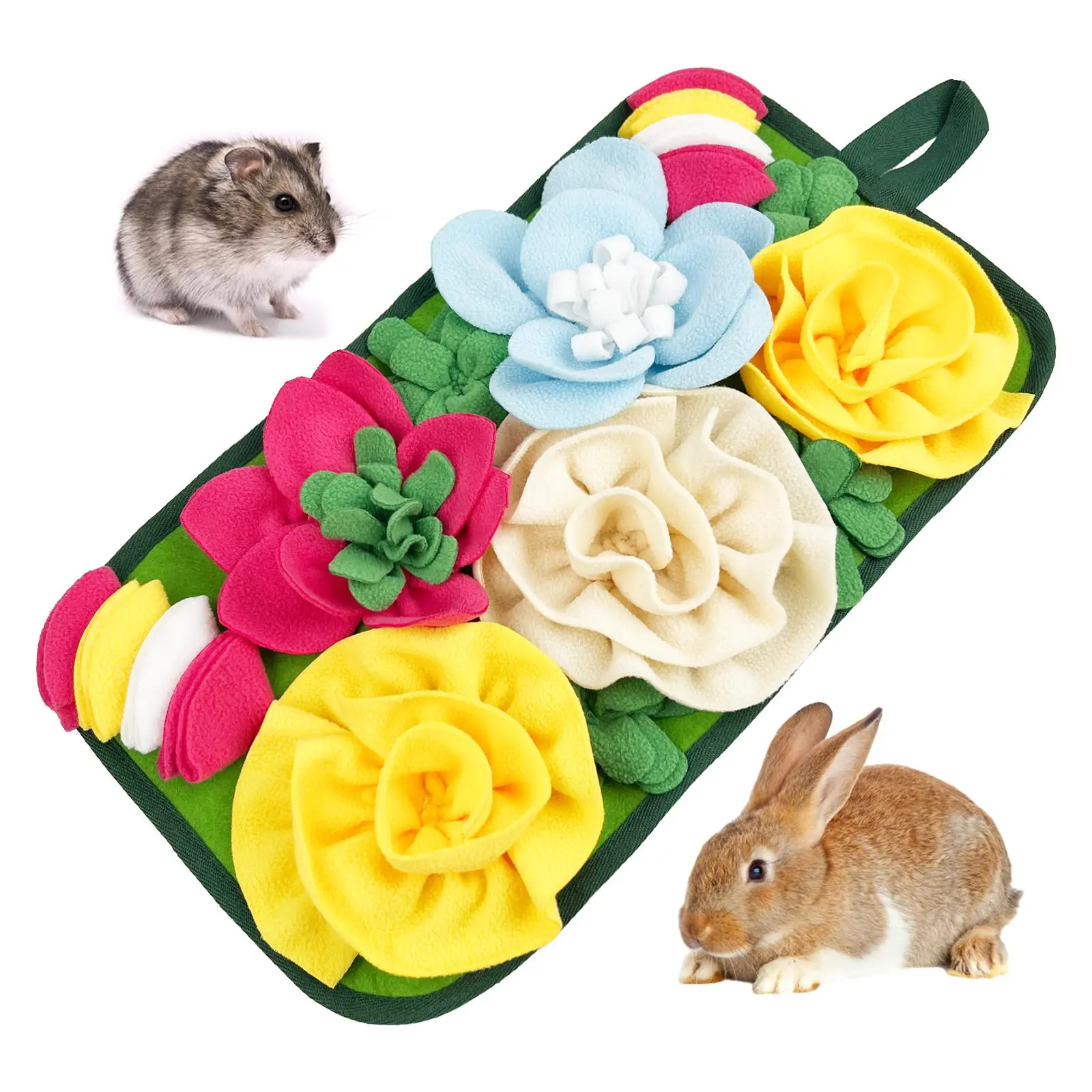 Flower Pattern Pet Sniffing Mat, Pet Training Mat, Pet Feeding Mat, Pet Snack Mat, Small Animal Supplies for Rabbit, Guinea Pig, Hamster