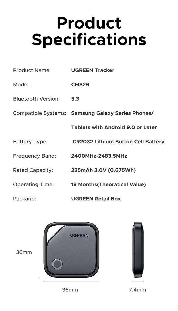 UGREEN FineTrack S 2-Pack Bluetooth Tracker Tags Work with Samsung SmartThings APP (Samsung Only), 550-Days Replaceable Battery Item Finder Smart Tag for Key Luggage Passport，TikTokShopBlackFriday ,TikTokShopHolidayHaul