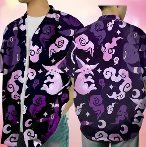 Hot New 2026 Umbreon Espeon Hawaiian Shirt Tropical Button Up Shirt Purple Moon Star Summer Beach Short Funny Unisex Vacation Outfit Umbreon Shirt Gifts, Father's Day Gift, Unisex, Trendy Hawaiian shirt #hawaiianshirt #outfitinspo #viralstyles #aloha