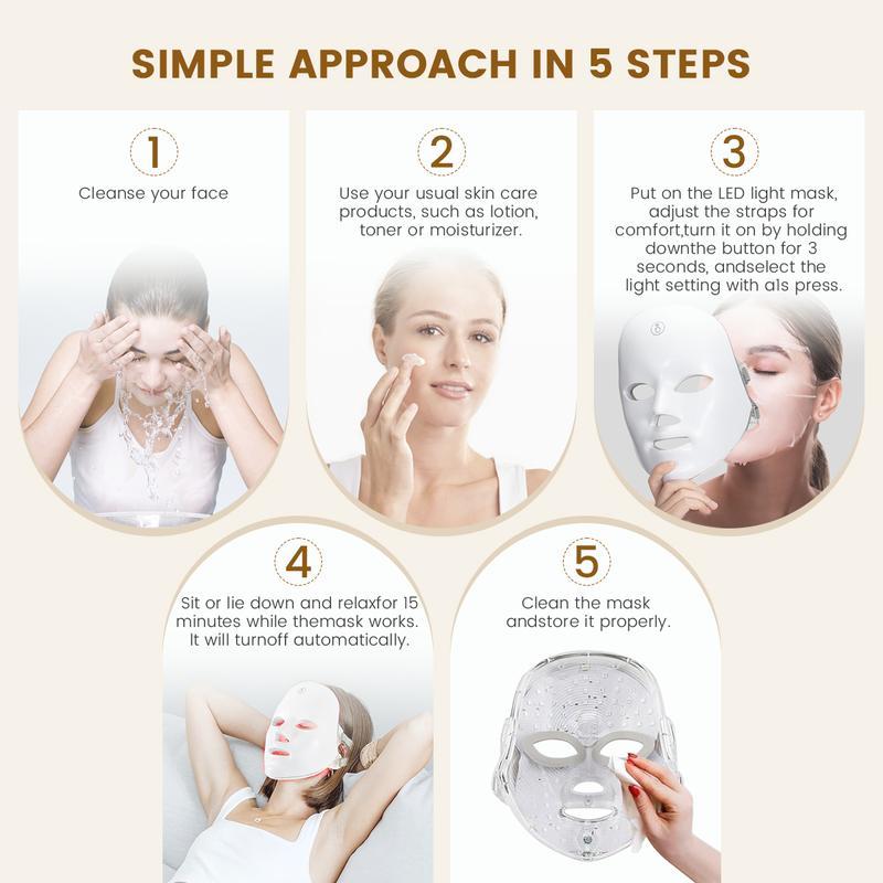 Red Light Therapy, 7 Color LED Light Face Mask, Photon Skin Rejuvenation For Daily Care, Cordless, Rechargeable, Ideal Gift For Women, Summer Gift Skincare Facial