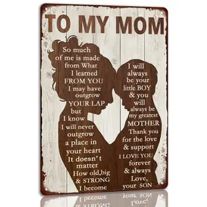 8x12 inch Vintage Aluminum Metal Plaque  Mom, a Mother's Day/Birthday Gift from a Daughter, Durable, Rust-resistant Aluminum, Ideal  Home Wall Decoration for