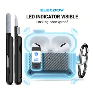 AirPods Pro 2023/2022/2019 Earphone case, includes cleaning kit. Features automatic locking and shockproof, compatible with both 1st and 2nd generation AirPods Pro. Comes with a keychain, unisex portable design. In stock with various