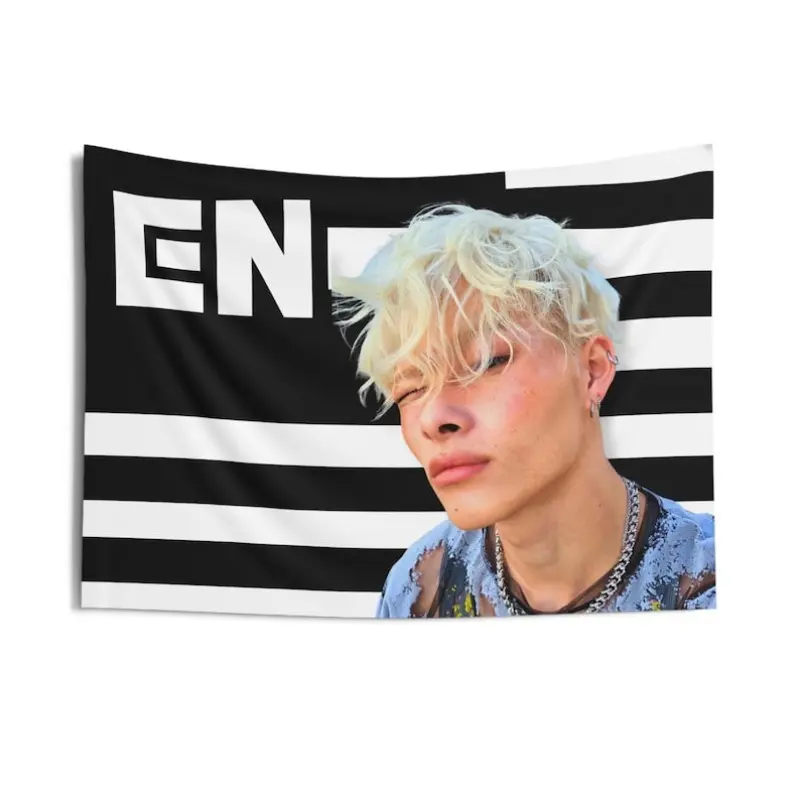 One concert tour merchandise banner - multiple sizes, horizontal. Korean idol fan accessory, with distinctive appearance, suitable for home decoration, parties, events Durable Decorative Tapestry Modern Stripe Design